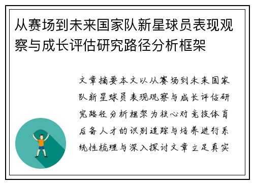 从赛场到未来国家队新星球员表现观察与成长评估研究路径分析框架 从赛场到未来国家队新星球员表现观察与成长评估研究路径分析框架